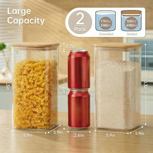 Large Glass Storage Containers 168oz (2 Count)