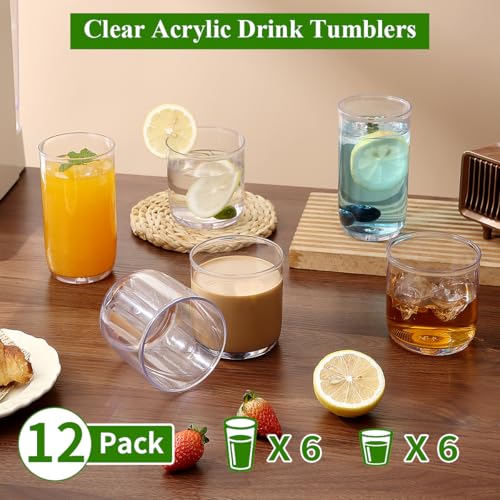 Drinking Glasses Set of 12 (Clear/Transparent)