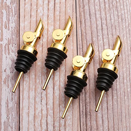 Liquor Pour Spout Made of Stainless Steel with Automatic Anti (Gold / Set of 4)