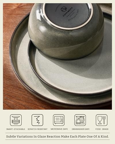 Milkyway 16 Piece Dinnerware Set with Pasta Bowls (Greenish Brown / Service for 4 (Include Pasta Bowls))