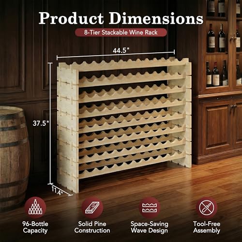 96 Bottles Stackable Modular Wine Rack (96 Bottle)