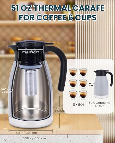51oz Thermal Coffee Carafe with Infuser (Gray / 50.7 Ounces)