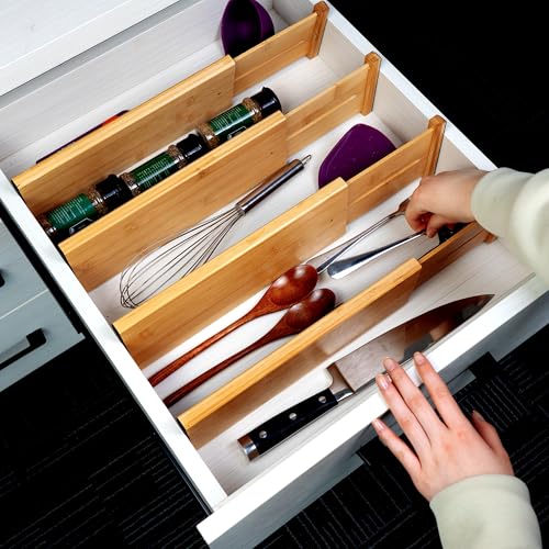 Bamboo Drawer Organizer (Natural / 4"H, Small)