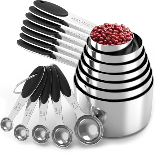 Stainless Steel Measuring Cups and Spoons Set with Silicone Handle