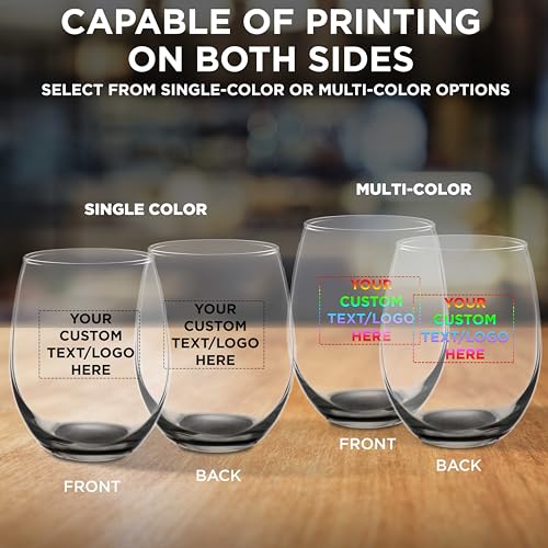 Custom Stemless Wine Glasses in Bulk by ARC Perfection (100 Count)