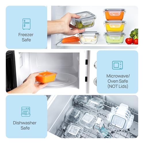 5Pack 5oz Small Glass Storage Containers Set With Lids (Grey / 5oz)