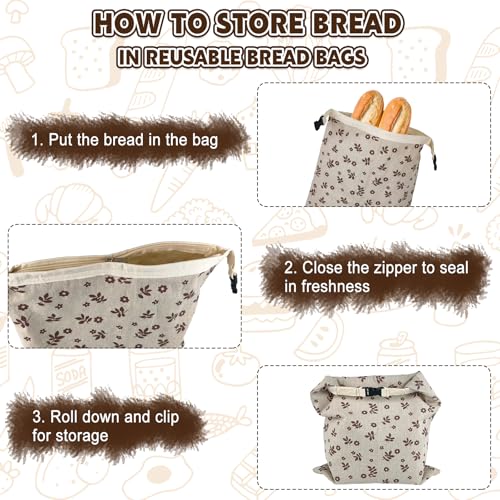 2 Pack Reusable Beeswax Bread Bags for Homemade Sourdough with Zipper