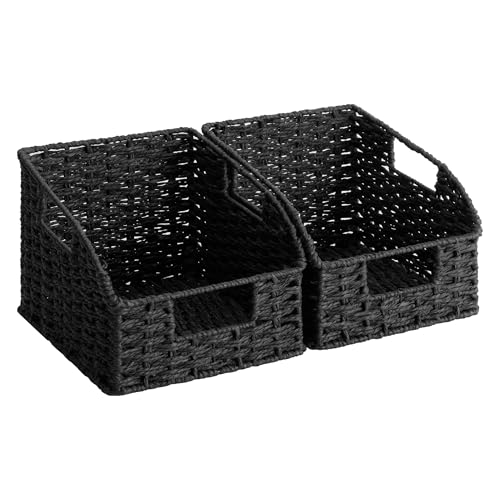 Pantry Organizers and Storage (Black(Paper Rope) / 2x 8½"L x 10"W x 7½"H)