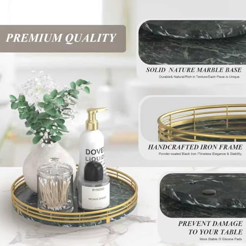 10 Inch Green Marble Lazy Susan with Gold Frame (Green & Gold / 10 inches)