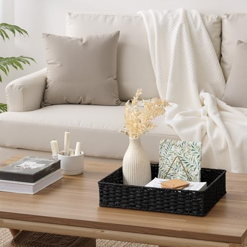 Large Toilet Paper Basket (Black / 15 ¾"L x 11 ¼"W x 3 ½"H)