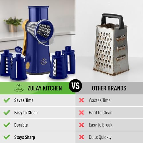 Rotary Cheese Grater Manual Hand Crank 5 Blade Shredder