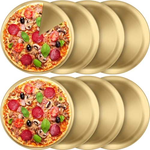 8 Pieces Gold Pizza Pans 12 Inch Bakeware (8 Count)