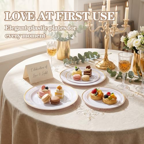 102 Pcs Gold Plastic Plates (102 Pieces / Gold)
