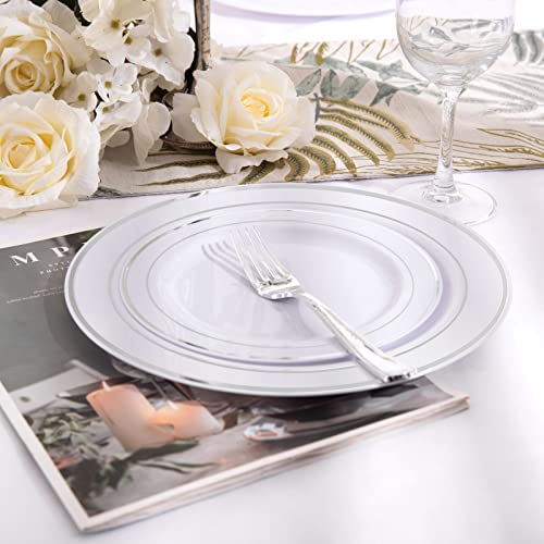 60 Pcs Silver Plastic Plates (60 Pieces / Silver)