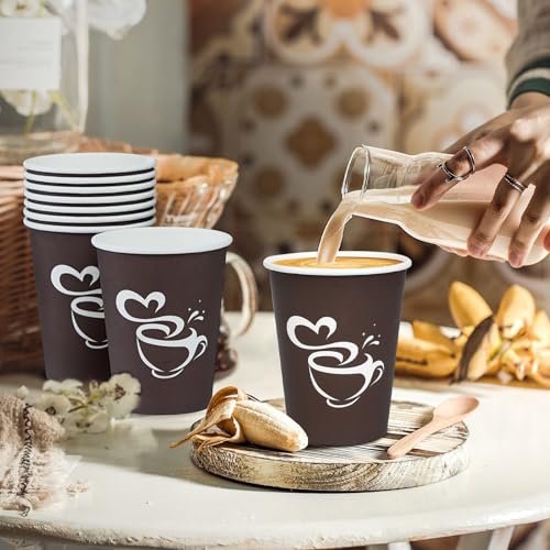 300 Count 12 oz Paper Coffee Cups Disposable Hot Coffee Cups Brown (Brown / 12OZ-300 Pack)