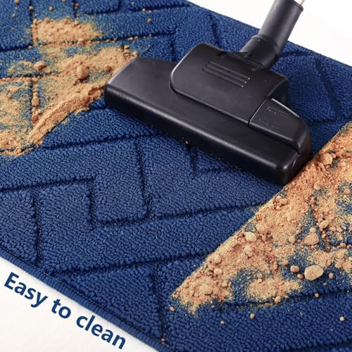 Kitchen Runner Rug (Navy Blue / 24"x71"+24"x35")