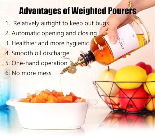 6 Pack Auto Flip Olive Oil Dispenser (6 Pourers-Silvers)
