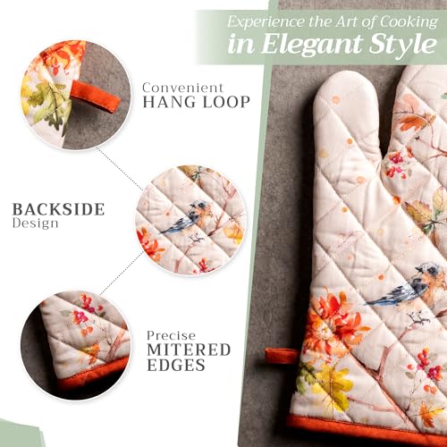 Maison d'Hermine Oven Gloves 100% Cotton Oven Mitt (062 - Kelim - Prairie / 7.5" x 13" (Oven Mitt))
