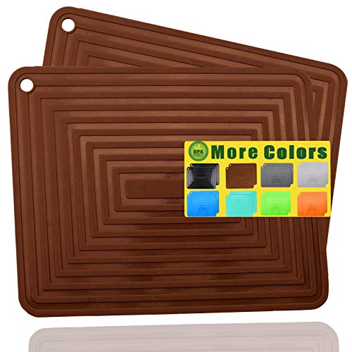 2 Pack Large Silicone Trivet Mats (Coffee)