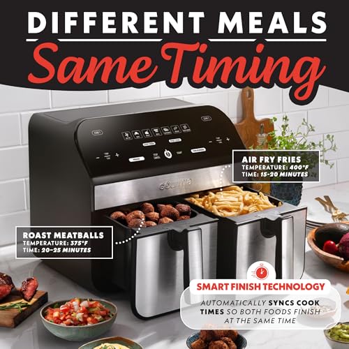 Air Fryer 10 Qt Dual Basket Capacity