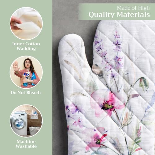 Maison d'Hermine Oven Gloves 100% Cotton Oven Mitt (068 - Summer Floral / 7.5" x 13" (Oven Mitt))
