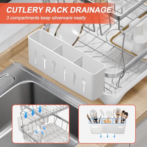 Dish Drying Rack for Kitchen Counter (2-tier - White)