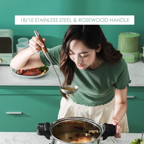 18 10 Stainless Steel Kitchen Utensils Set with Wood Handle (8 Count)