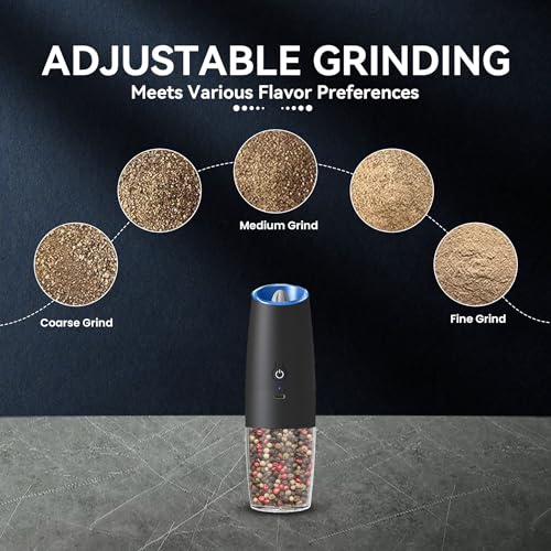Rechargeable Electric Salt And Pepper Grinder Set (Black-Single)