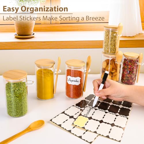 12 Pack 10 oz Round Glass Spice Jars with Lids and Spoons (12pcs-Round / 10oz)