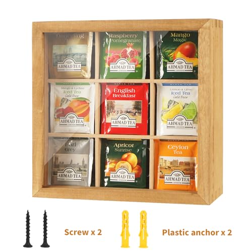 Wood Tea Bag Organizer (Carbonized / 9 Compartments)