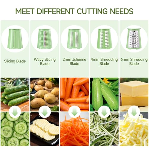 Xilrvna RotaryCheeseGrater (5 Knife Retro Kitchen / lightgreen)