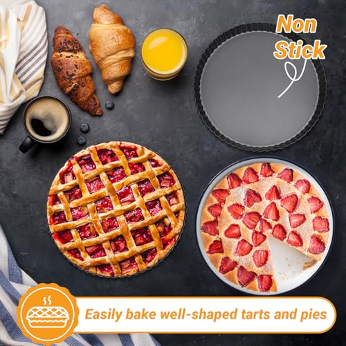 Tart Pan 10 Inch with Removable Bottom (Black-Round-1 pack / 10 Inch)