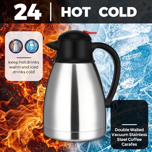 2 Pcs 34 oz Stainless Steel Thermal Coffee Carafe (Silver / 34 oz)