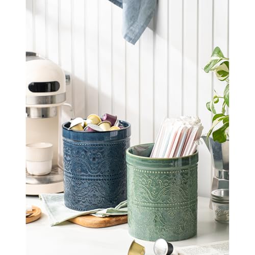 Kitchen Utensil Holder (Reactive Blue (Lace Emboss))