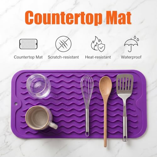 Silicone Dish Drying Mat for Multiple Usage (Purple / 12"L x 6"W)