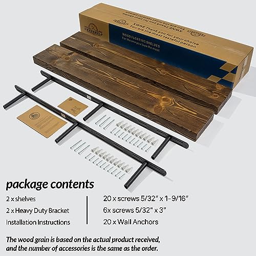 Floating Shelves 48 inch Long 8 "deep Set of 2 (Distressed Black Walnut / 48'' x 8''x 2''(set of 2）)