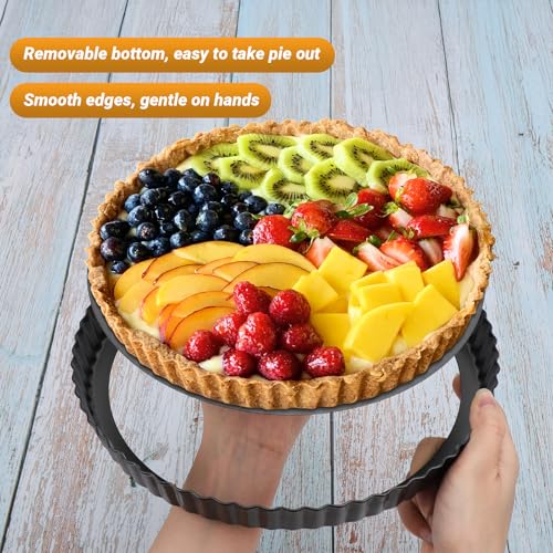 Tart Pan 10 Inch Removable Bottom (Black-Round-2 pack / 10 Inch)