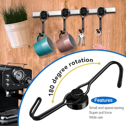 Magnetic Hooks Magnet Hook for Cruise Cabins Fridge 30LBS 20Pack (Black / 0.63in)