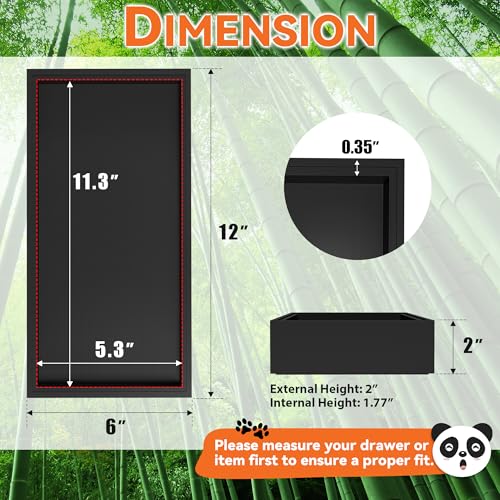 Bamboo Kitchen Drawer Organizer (12 x 6 x 2 Inch / Black)