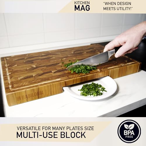 Teak Wood Cutting Board for Kitchen (Teak Wood / 19.7"L x 12.2"W)