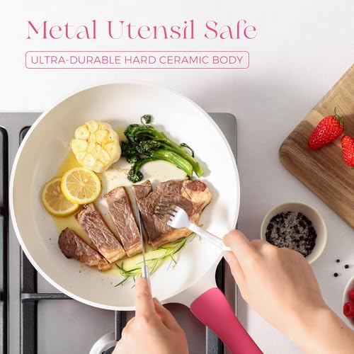 Nonstick Ceramic Frying Pan (10 Inch / Raspberry Red)