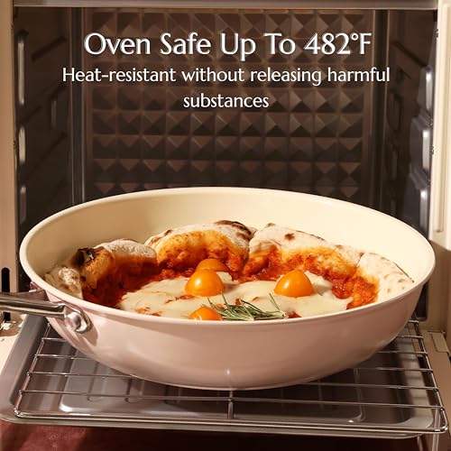 Nonstick Ceramic Frying Pan Set (Pink / 8"+9.5"+11")