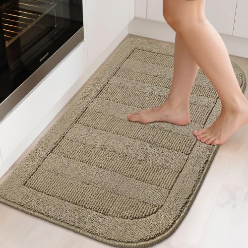 24x40 Inch Kitchen Rugs Non Slip Washable Kitchen Sink Rug (24" x 40" (Semicircular) / Beige)