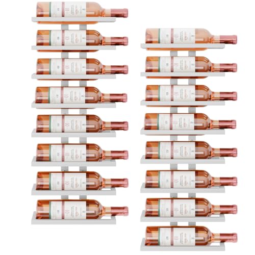 2 Set 8 Tier Wall Mount Wine Rack (2 Pack (16 Bottles) / White)