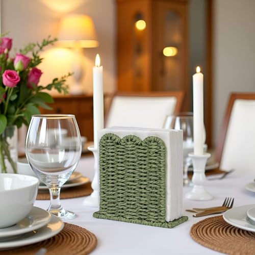 Scalloped Napkin Holder for Table Home Rustic Room Decor (Green / Standing Style1)