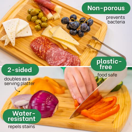 12 Inch Small Bamboo Cutting Board with Lifetime Replacements (Two-Tone / 12"L x 9"W)