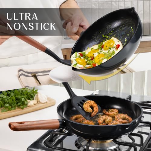 21pcs Ceramic Cookware Set (Black / 21 Piece)