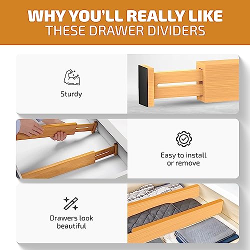 4 Pack Bamboo Drawer Dividers (Bamboo / 2.6-Inch High (4-pk))