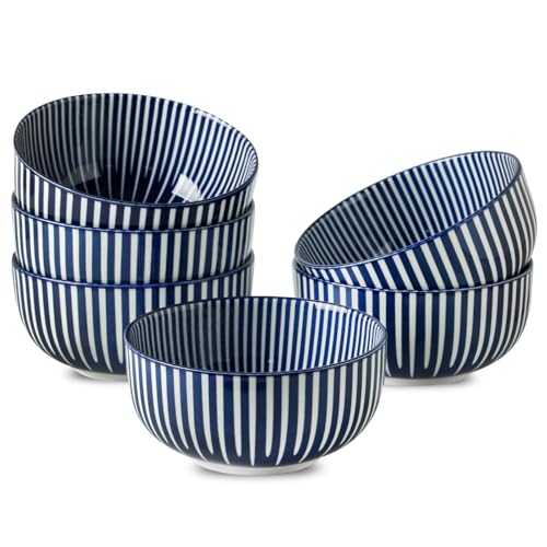 Ceramic Soup Bowls (Blue Radial Striped)