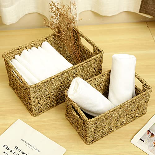 Wicker Baskets for Storage (12 x 8 x 6 inches / Natural (Seagrass))